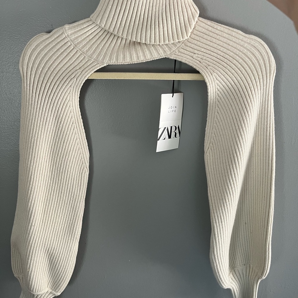 Zara Cream Ribbed Women's Sweater